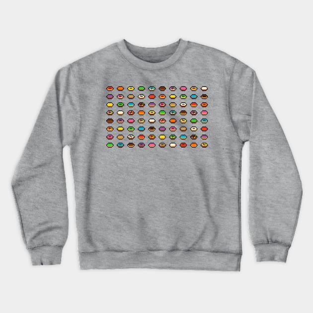 Colorful Pixel Donut Selection Crewneck Sweatshirt by gkillerb